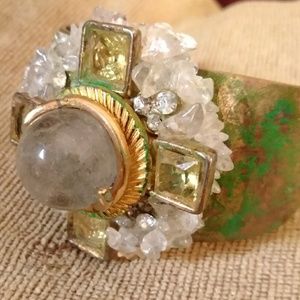 ARTISAN OOAK bangle MAYAN Crystal tarnish treasure